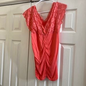 Jennie & Marlis lace top coral size medium